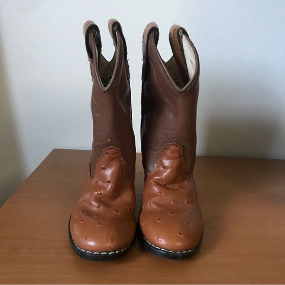 Old West faux ostrich toddler cowboy boots - Picture 2 of 8